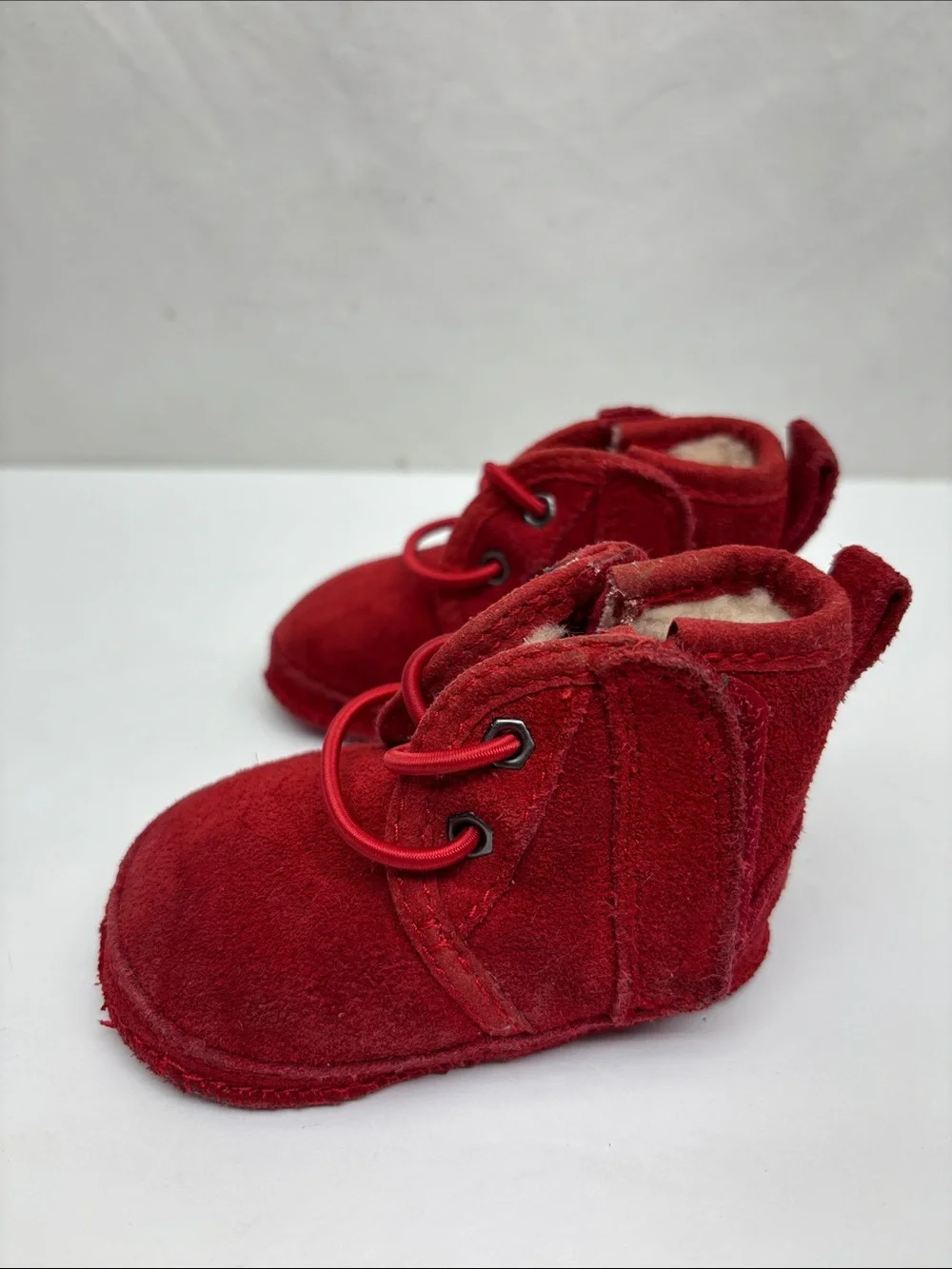 UGG Kids Red Suede Lace-Up Boots, SZ 01 for baby’s, box 73